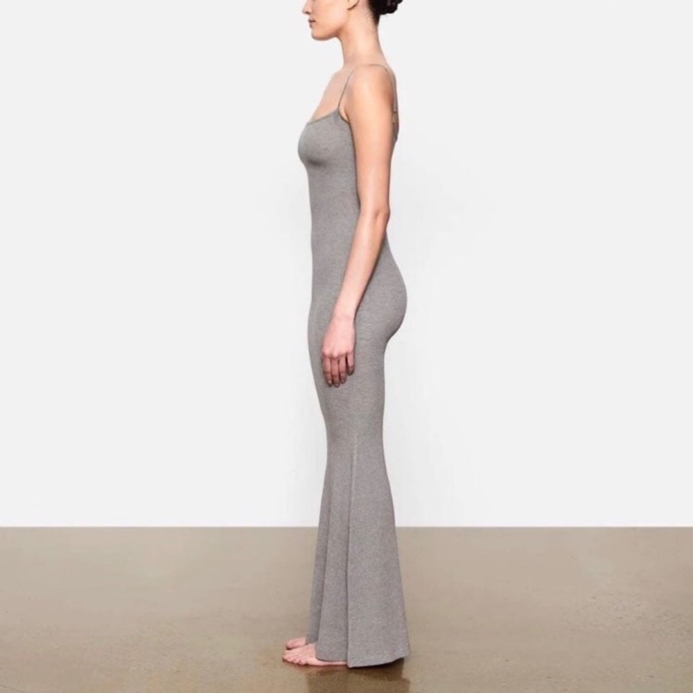 *RARE* SKIMS Soft Lounge Long Slip Dress- Shimmer Foil Heather Grey (Sparkly!)